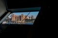 Horizontal View of the Taranto Swing Bridge Taken from a Hole of a Ship before the Transit Royalty Free Stock Photo