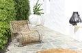 Horizontal view of verandah with wicker furniture Royalty Free Stock Photo