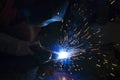 horizontal view of welder working Royalty Free Stock Photo