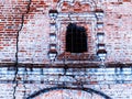 Horizontal vintage cracked textured brick wall of Russian church Royalty Free Stock Photo
