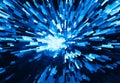 Horizontal vivid blue cube pixel explosion business
