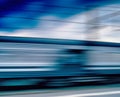 Horizontal vivid blue train motion blur abstraction background b Royalty Free Stock Photo