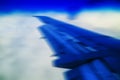 Horizontal vivid blue travel plane jet wing abstraction transpor