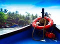 Horizontal vivid Indian boat life preserver
