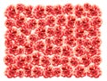 Horizontal vivid motley pink-red background of repeating chaotically watercolor flowers on the baffle of light paper