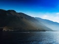 Horizontal vivid ocean hilly beach landscape