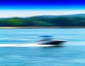 Horizontal vivid speed boat on river abstraction background back Royalty Free Stock Photo