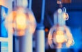 Horizontal warm cafe lamp bokeh background Royalty Free Stock Photo