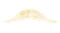 Horizontal wave decor sprinkled with crumbs golden texture. Background Gold dust on a white background. Sand particles grain or