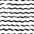 Hand drawn wavy lines vector seamless pattern. Royalty Free Stock Photo