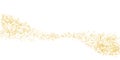 Horizontal wavy strip sprinkled with crumbs golden texture. Background Gold dust on a white background. Sand particles grain or