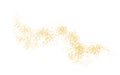 Horizontal wavy strip sprinkled with crumbs golden texture. Background Gold dust on a white background. Sand particles grain or