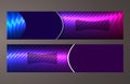 Horizontal web banner background blue purple neon effect09