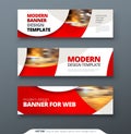 Horizontal web banner templtes with circles and shapes for a photo
