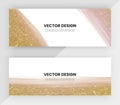 Horizontal web banners with purple watercolor with gold glitter texture