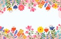 Horizontal white banner with flowers Spring botanical
