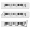 Horizontal white barcode stickers.