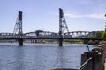 Hawthorne Bridge on a Late Sunny Summer Afternoon on the Willamette River in Portland Oregon Royalty Free Stock Photo