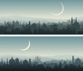 Horizontal wide banners of big arab city at night. Royalty Free Stock Photo