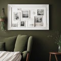 horizontal wide frame poster mock up with mild interior design