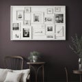 horizontal wide frame poster mock up with mild interior design