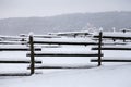 Horizontal winter landsape of rural animal farm