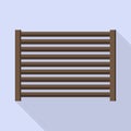 Horizontal wood fence icon, flat style