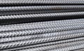 Horizontally aligned division rebar - steel rods from a construction site