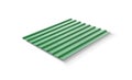 Horizontally green corrugated metal sheet for the roof on a white background. Royalty Free Stock Photo