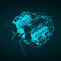 Horizontally opposed aircraft engine blueprint Royalty Free Stock Photo