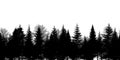 Horizontally seamless grayscale forest tree line silhouette