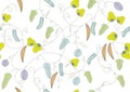 Horizontally And Vertically Repeatable Seamless Springtime Vector Background Illustration With Simple Tulip Line Drawing Pattern.