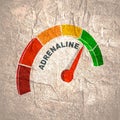 Hormone adrenaline level scale. Concept of medicine and pharmacy