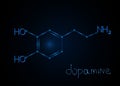 Hormone Dopamine , molecular formula. Chemical abstract background. Vector illustration.