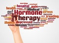 Hormone Therapy word cloud and hand with marker concept