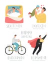 Hormones colorful vector illustrations. Mood stabilizer, love hormone, reward chemical, pain reliever. Endorphin