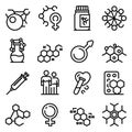 Hormones icons set, outline style