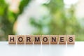 hormones message sign of wooden cubes