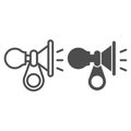 Horn for a bicycle line and solid icon, bicycle accessories concept, klaxon sign on white background, Vehicle horn icon