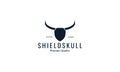 Horn cow or bull or bison or buffalo with shield guard silhouette logo vector  illustration design Royalty Free Stock Photo