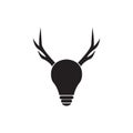 Horn deer with lamp bulb logo design vector graphic symbol icon sign illustration creative ideat