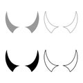 Horn of devil horns monster from hell Halloween carnival concept demon satan evil set icon grey black color vector illustration Royalty Free Stock Photo