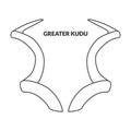 Horn of greater kudu vector icon.Outline vector icon isolated on white background horn of greater kudu