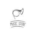 Horn icon. Music store label. Music shop logo. Wind Musical Instrument. Vector. Royalty Free Stock Photo