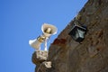 A horn loudspeaker is a loudspeaker or loudspeaker element which uses an acoustic horn. Rhodes, Greece Royalty Free Stock Photo