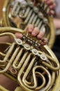 Horn player - detail Royalty Free Stock Photo