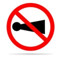 Horn prohibited with shadow on white background. flat style. horn prohibited icon for your web site design, logo, app, UI. no Royalty Free Stock Photo