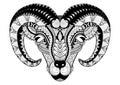 Horn sheep line art design for coloring book, t shirt design, bag design,tattoo and so on