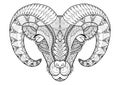 Horn sheep line art design for coloring book, t shirt design, tatoo and so on Royalty Free Stock Photo