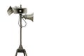 Horn speaker on top of a pole. Loudspeaker in stadium on white background Royalty Free Stock Photo